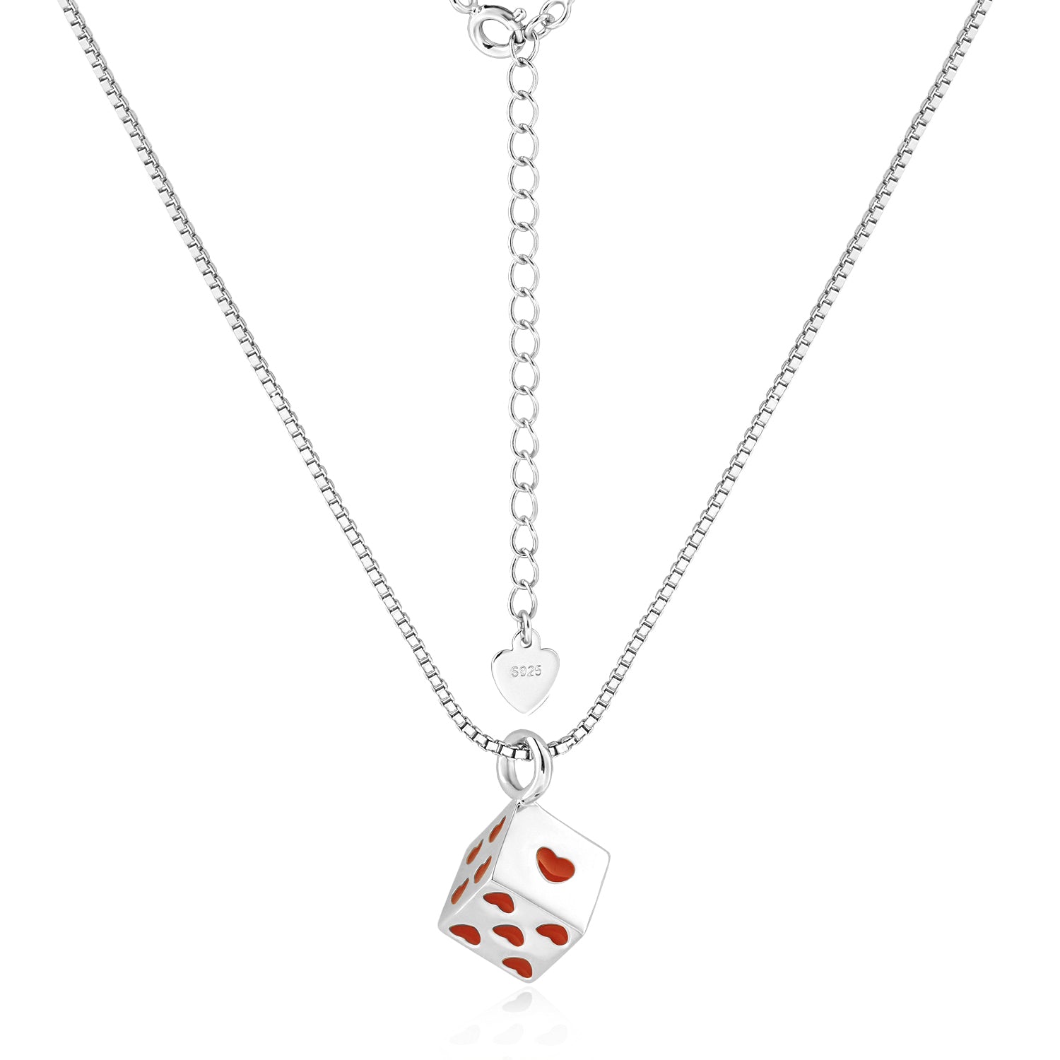 Fashion Fun Multicolor Love Cubic Dice 925 Sterling Silver Box Chain Necklace