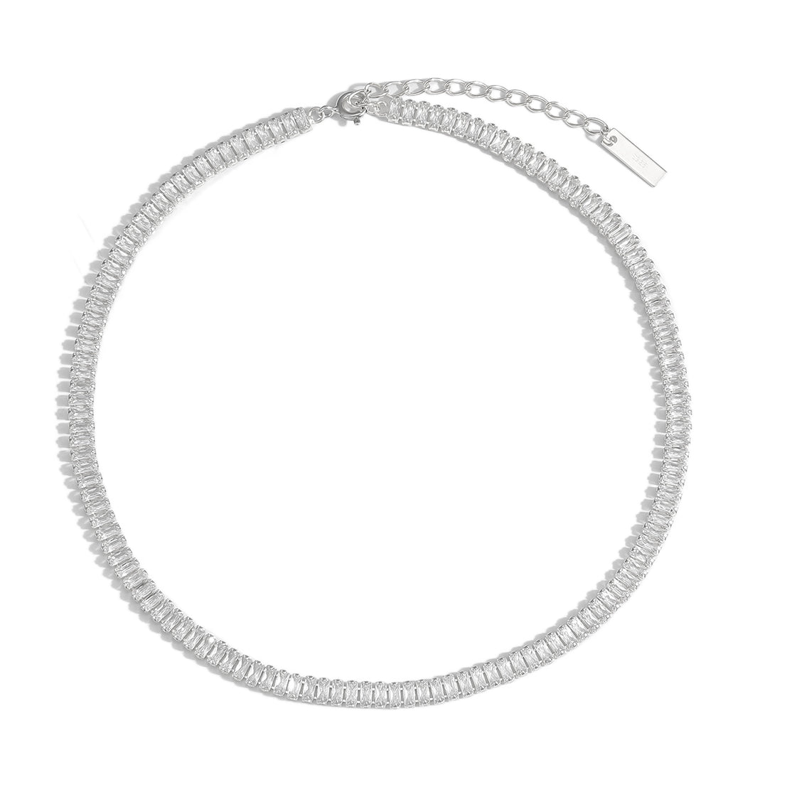 Classic Rectangle CZ Geometry 925 Sterling Silver Necklace