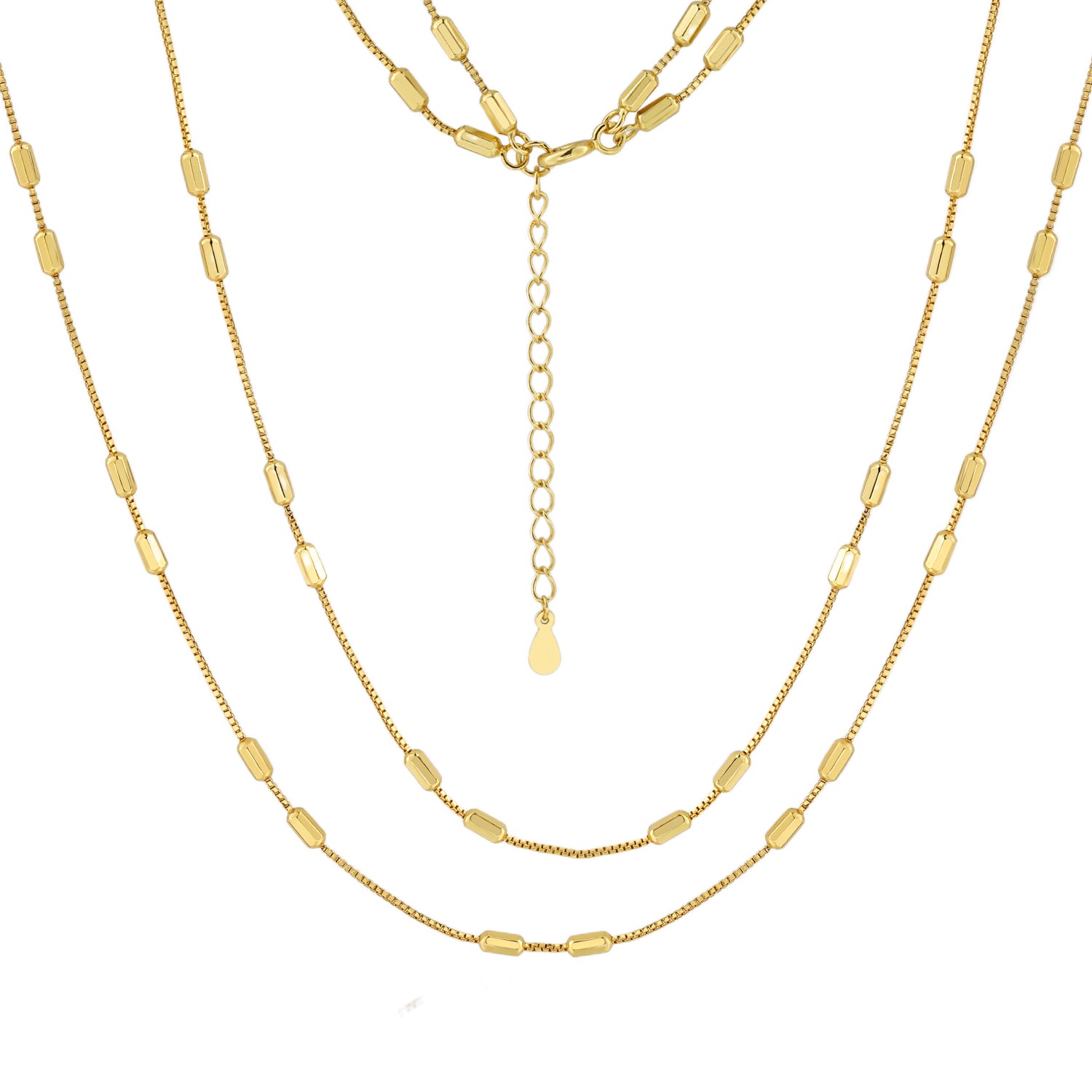 Fashion Octagonal Cylinder Double Layer Wear Chain 925 Sterling Silver Necklace