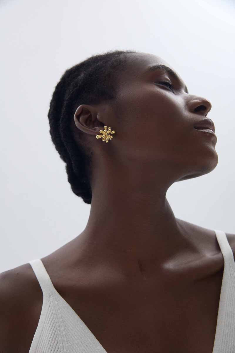 Chunky Jewelry Electroforming Lady's Casual Irregular Fireworks S999 Sterling Silver Luxury Stud Earrings(Pre-Sale)