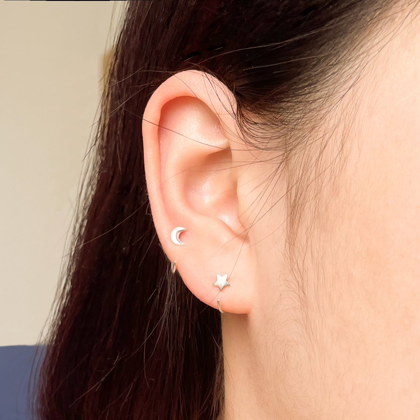 Sweet Mini Star Moon Heart Sunflower925 Sterling Silver Stud Earrings