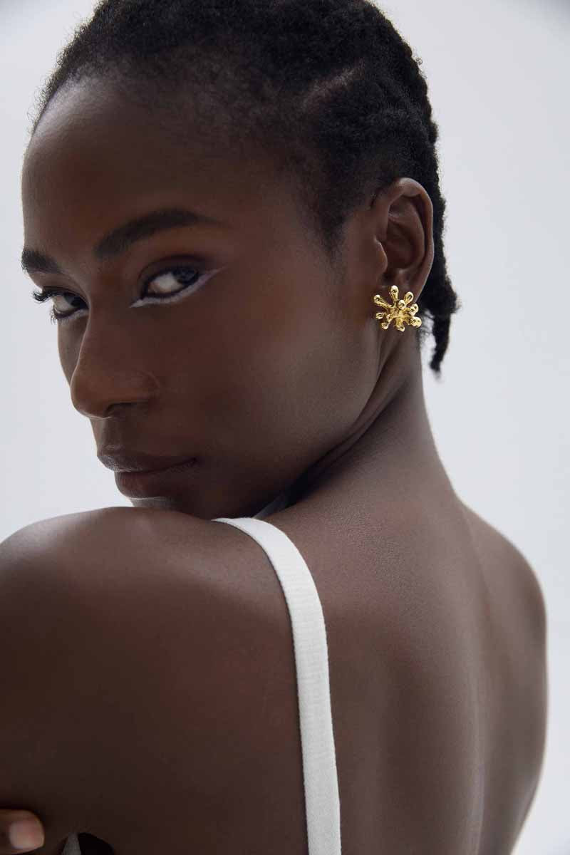 Chunky Jewelry Electroforming Lady's Casual Irregular Fireworks S999 Sterling Silver Luxury Stud Earrings(Pre-Sale)