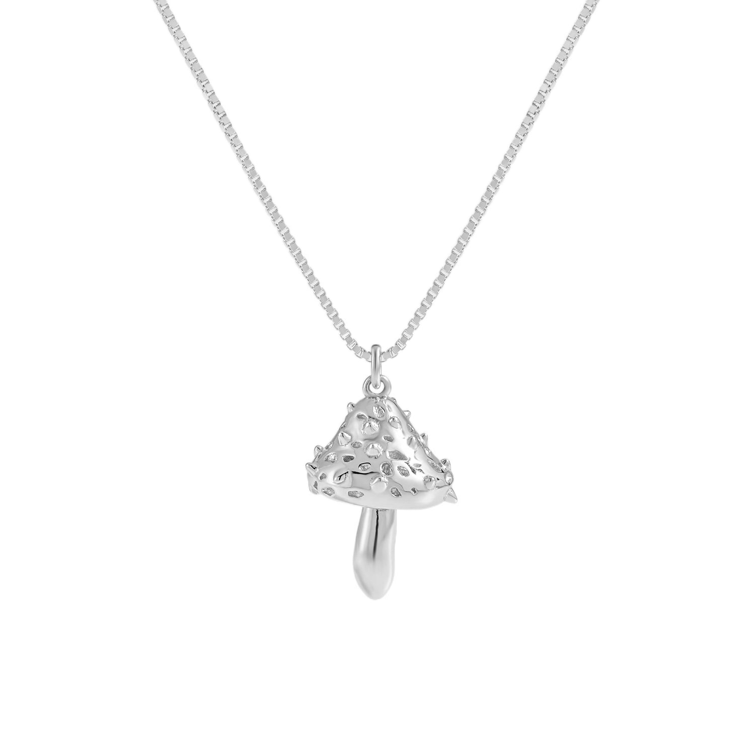 Fine Jewelry For Women Friend's Irregular Rivet Mushroom 925 Sterling Silver Trendy Hypoallergenic Necklace