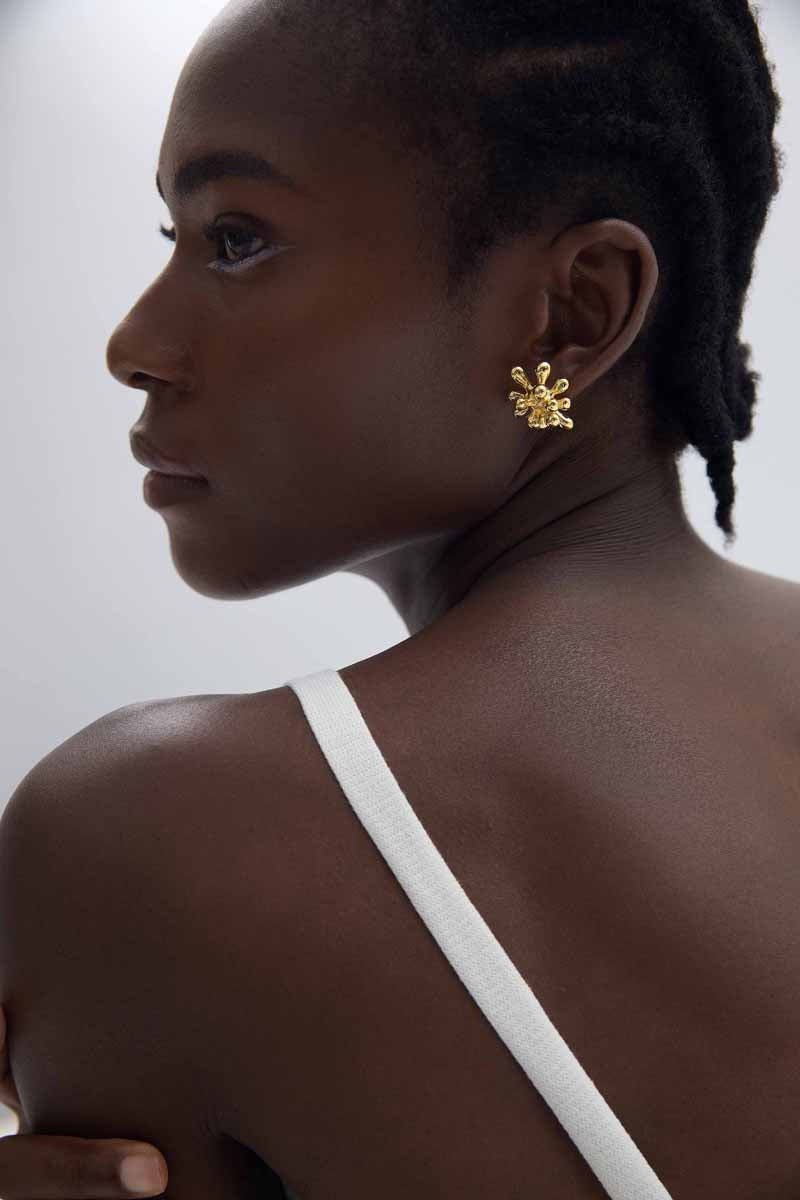 Chunky Jewelry Electroforming Lady's Casual Irregular Fireworks S999 Sterling Silver Luxury Stud Earrings(Pre-Sale)