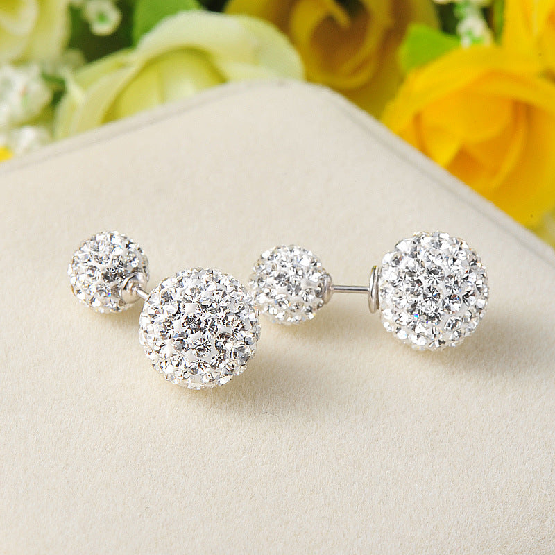 Fashion Micro Setting CZ Ball 925 Sterling Silver Stud Earrings