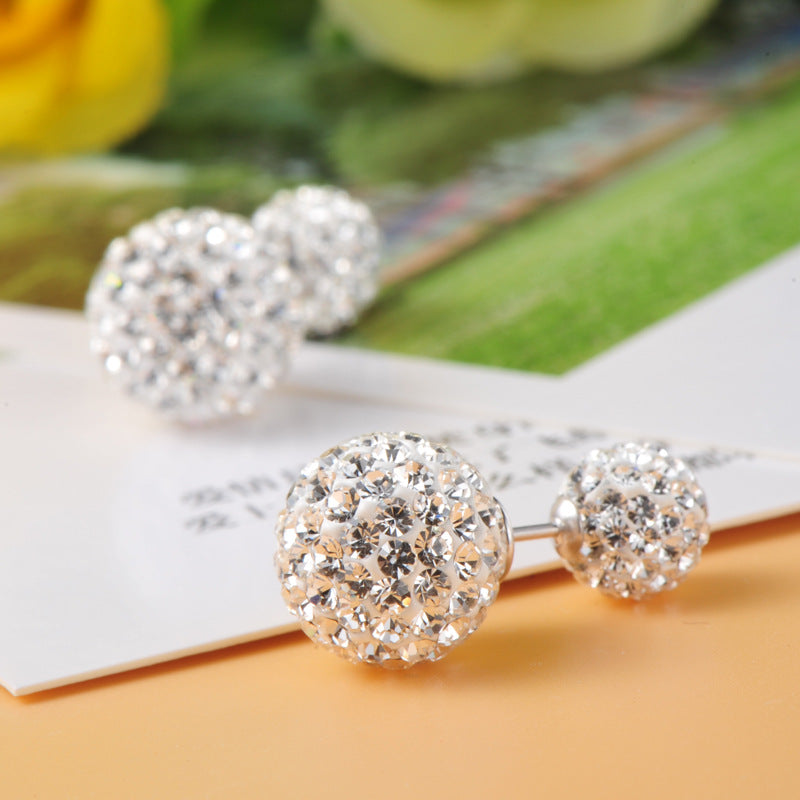Fashion Micro Setting CZ Ball 925 Sterling Silver Stud Earrings
