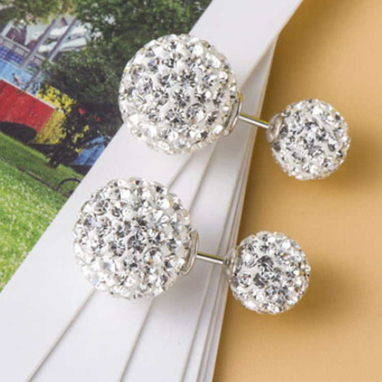 Fashion Micro Setting CZ Ball 925 Sterling Silver Stud Earrings