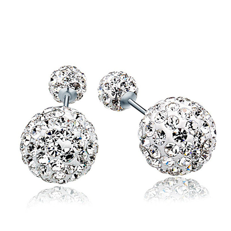 Fashion Micro Setting CZ Ball 925 Sterling Silver Stud Earrings