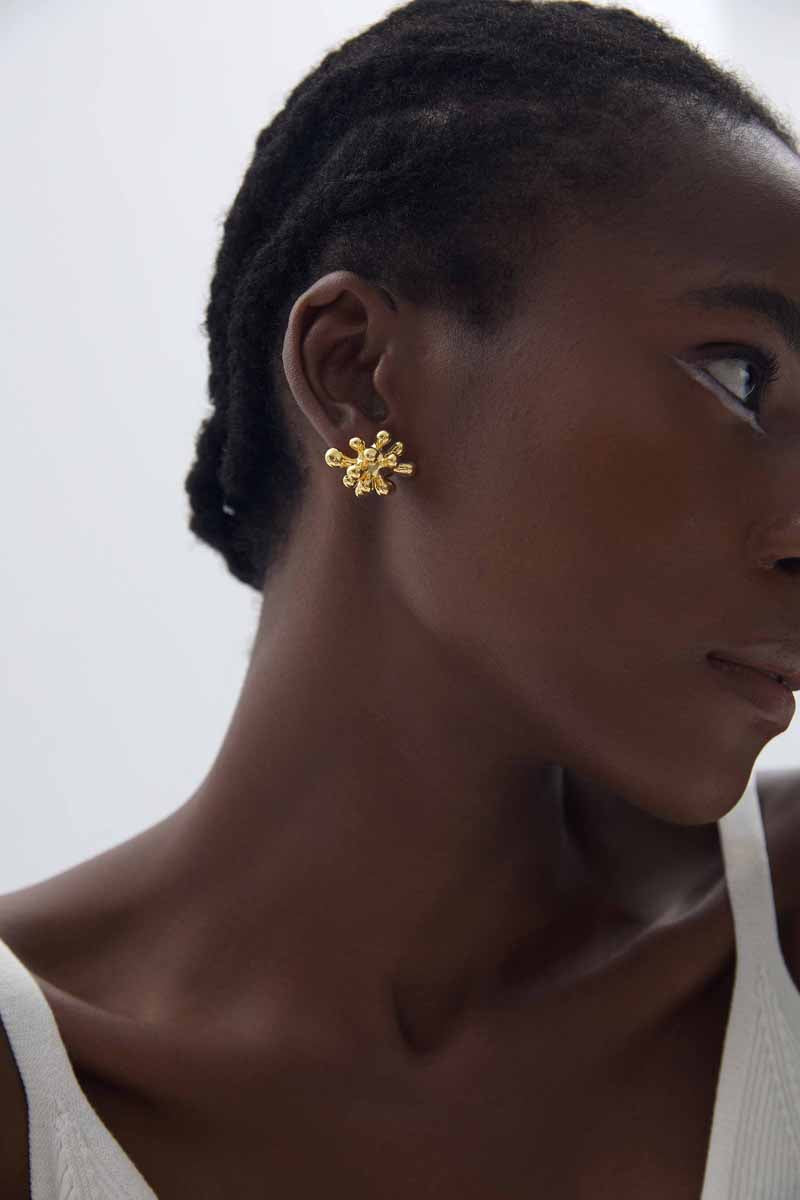 Chunky Jewelry Electroforming Lady's Casual Irregular Fireworks S999 Sterling Silver Luxury Stud Earrings(Pre-Sale)