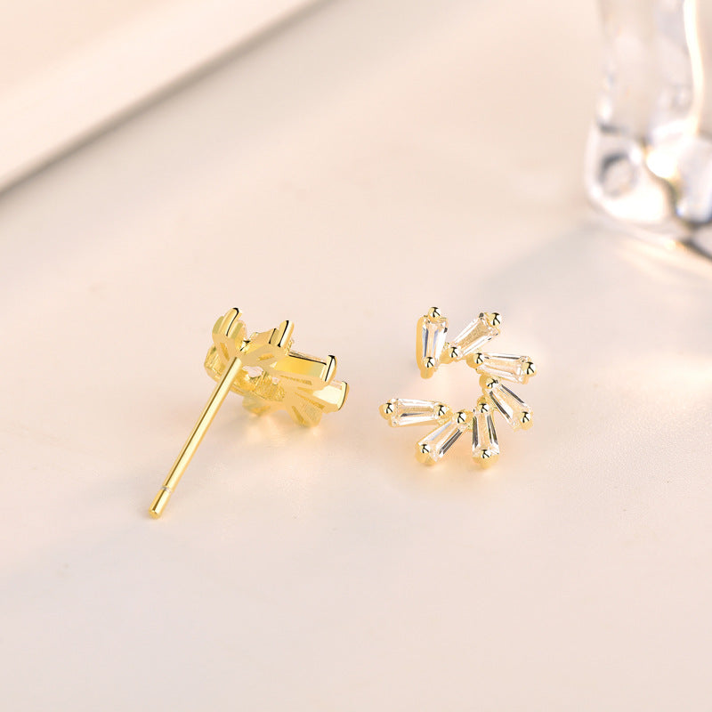 Beautiful CZ Flowers Hot 925 Sterling Silver Stud Earrings