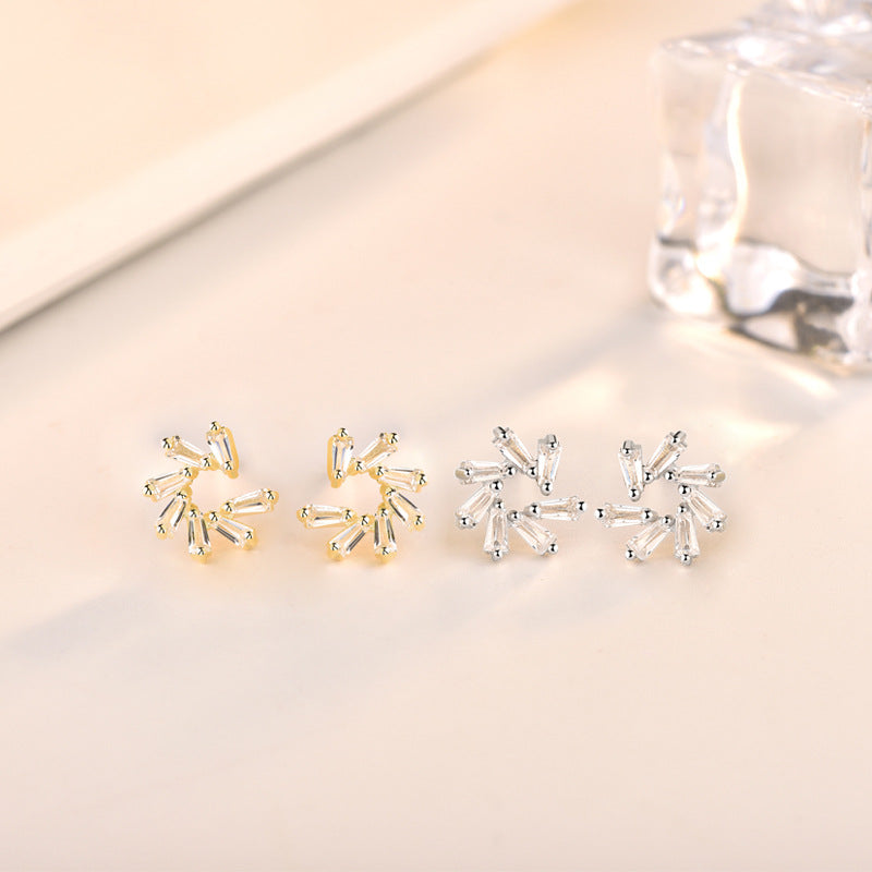 Beautiful CZ Flowers Hot 925 Sterling Silver Stud Earrings
