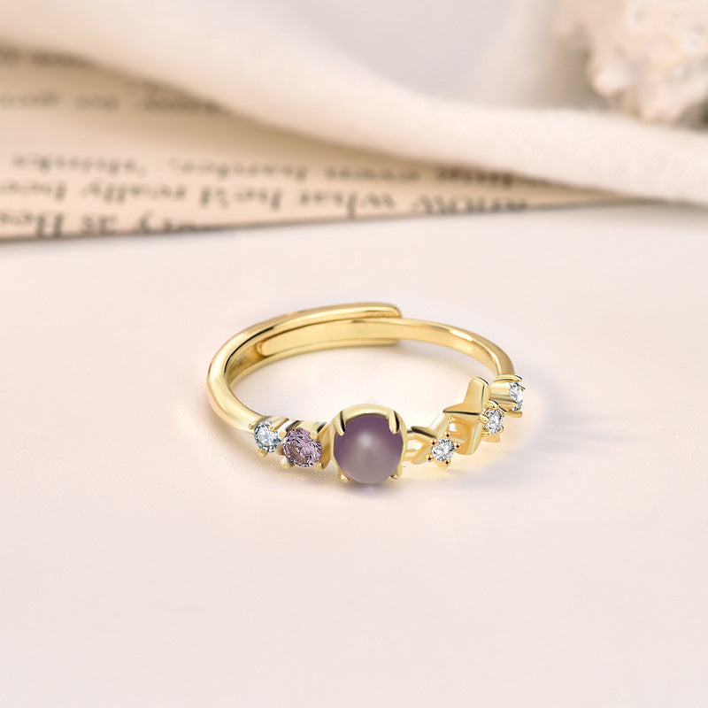 Elegant CZ Hollow Princess 925 Sterling Silver Adjustable Ring