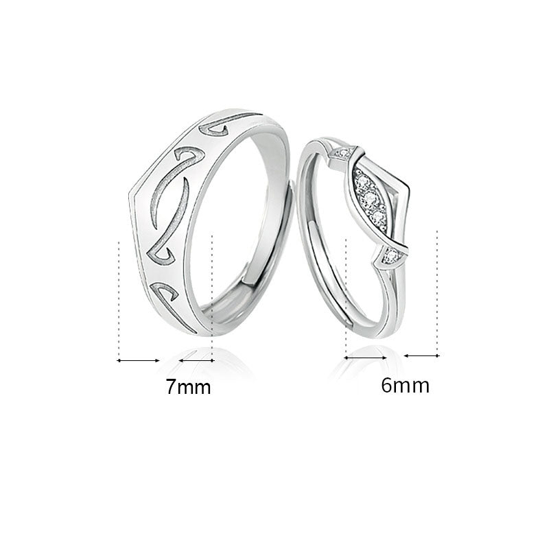 Fashion CZ Candy Pattern 925 Sterling Silver Adjustable Promise Ring