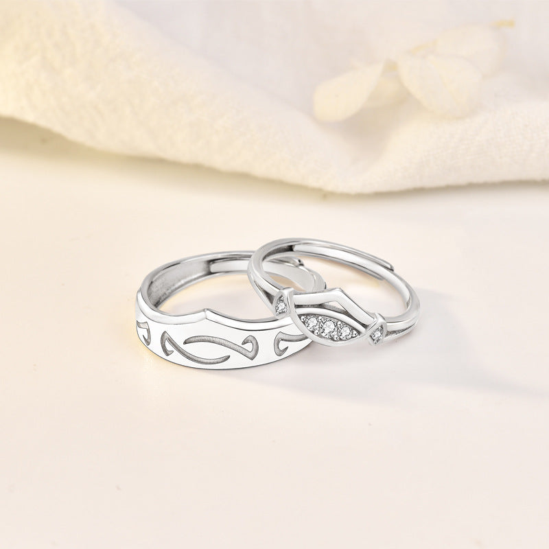 Fashion CZ Candy Pattern 925 Sterling Silver Adjustable Promise Ring