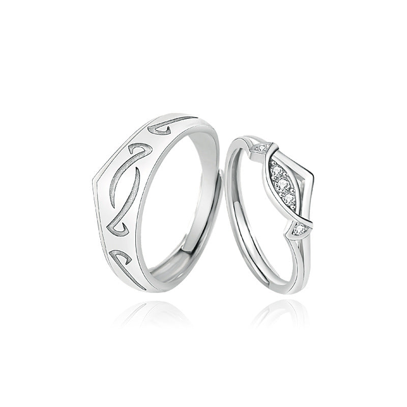 Fashion CZ Candy Pattern 925 Sterling Silver Adjustable Promise Ring