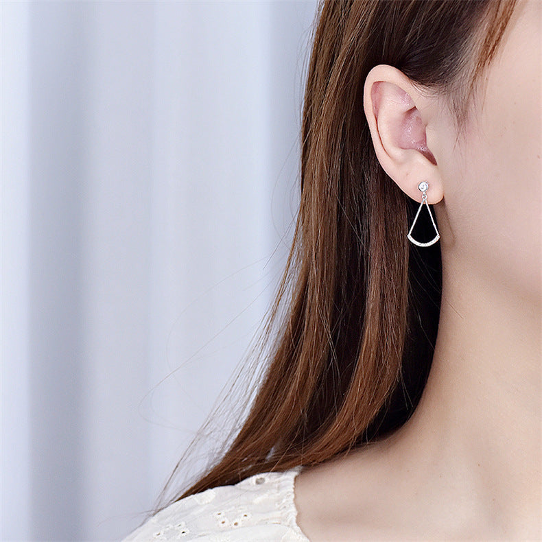 Classic Geometry CZ Triangle 925 Sterling Silver Dangling Earrings