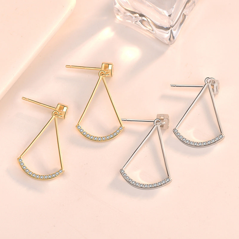 Classic Geometry CZ Triangle 925 Sterling Silver Dangling Earrings