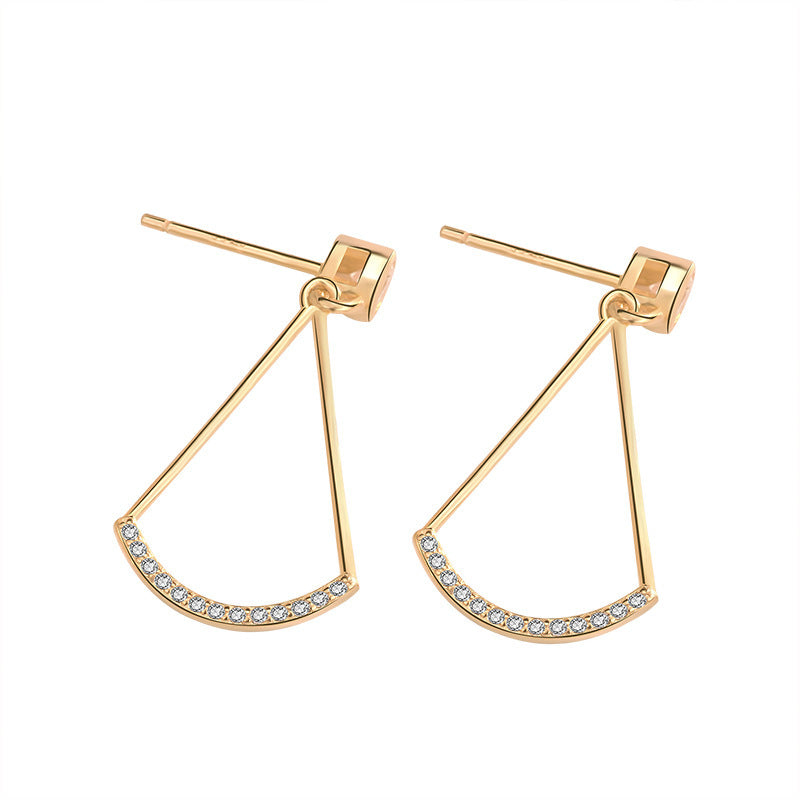 Classic Geometry CZ Triangle 925 Sterling Silver Dangling Earrings