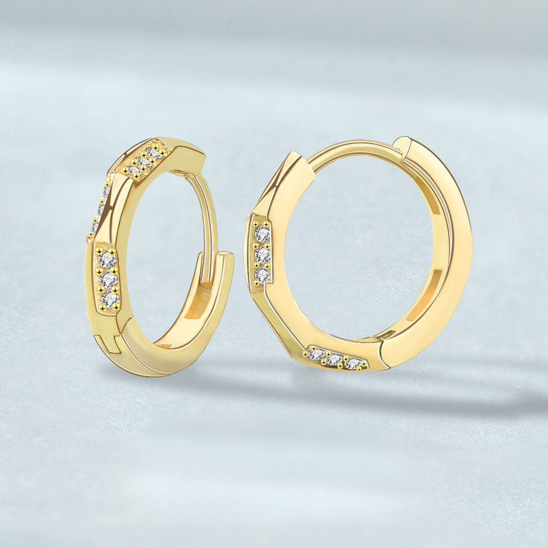 Simple Mini CZ Geometry Circle 925 Sterling Silver Hoop Earrings