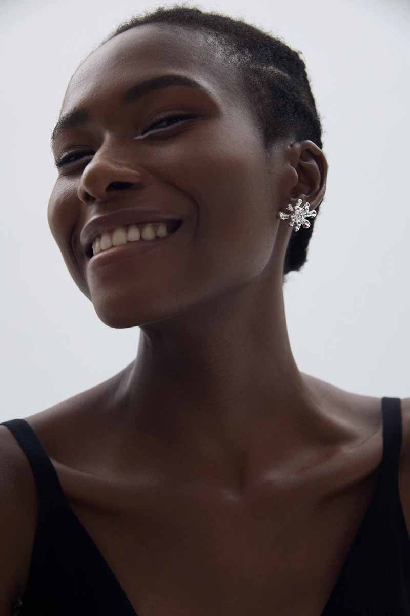 Chunky Jewelry Electroforming Lady's Casual Irregular Fireworks S999 Sterling Silver Luxury Stud Earrings(Pre-Sale)