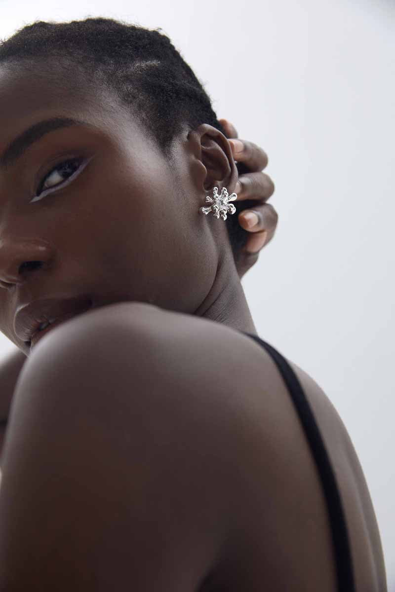 Chunky Jewelry Electroforming Lady's Casual Irregular Fireworks S999 Sterling Silver Luxury Stud Earrings(Pre-Sale)