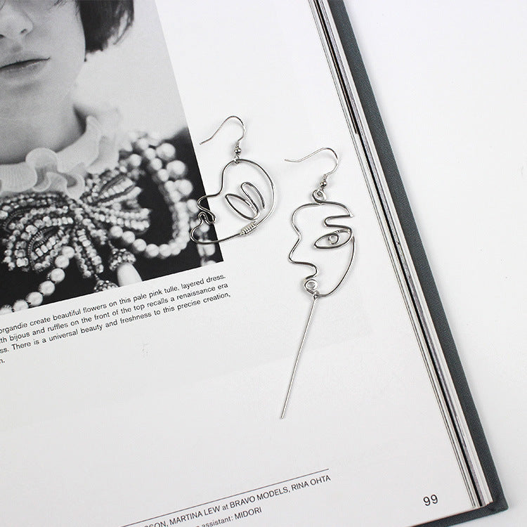 Fashion Human Face 925 Sterling Silver Dangle Hook Earrings
