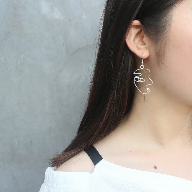 Fashion Human Face 925 Sterling Silver Dangle Hook Earrings