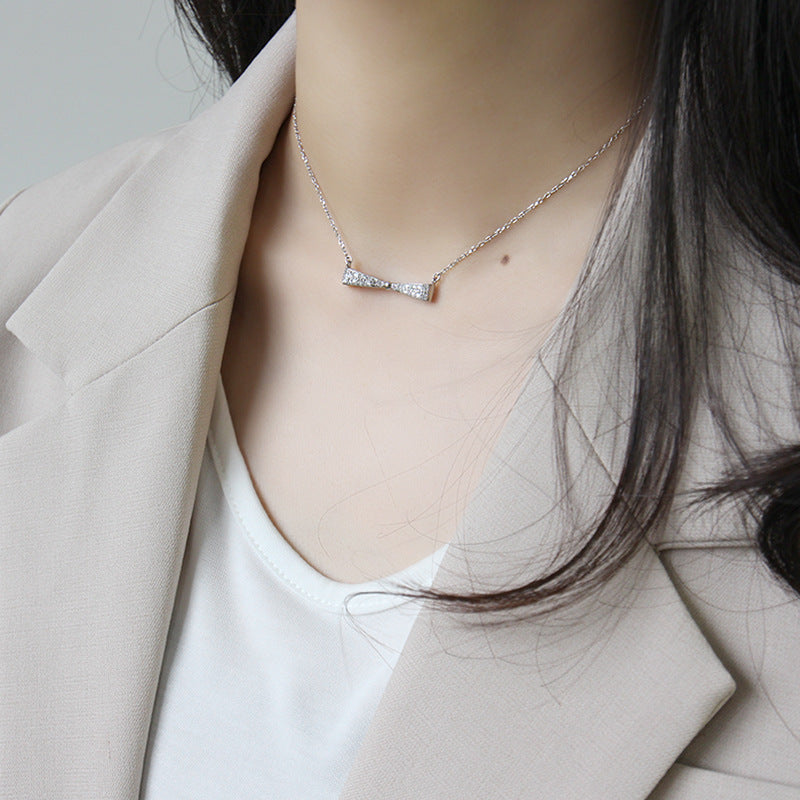 Beautiful Micro Setting CZ Bowknot 925 Sterling Necklace