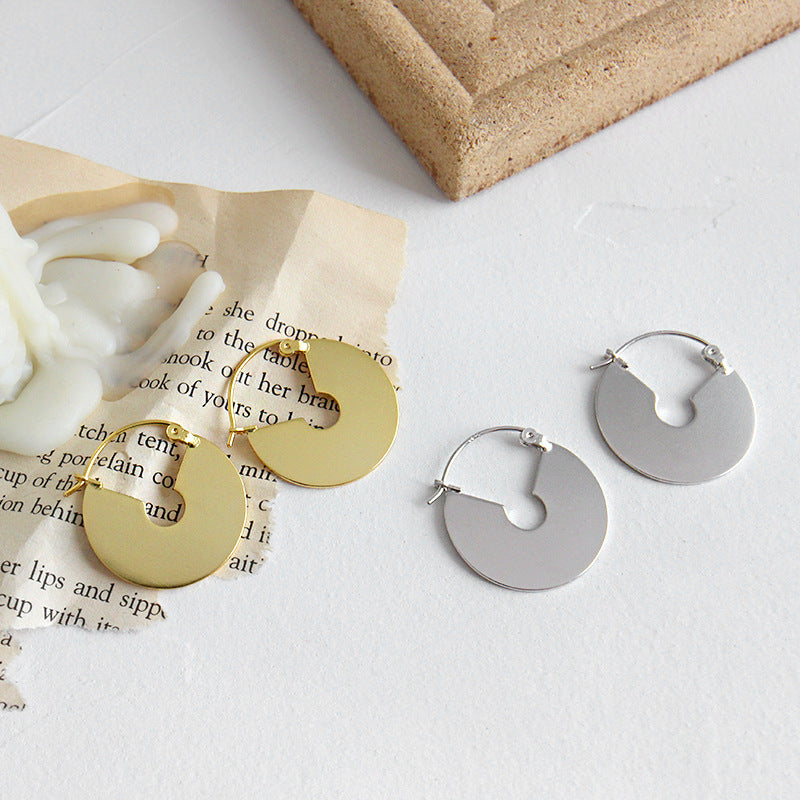 Office Lady Geometric Circles 925 Sterling Silver Leverback Earrings