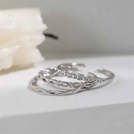 Gift CZ Simple 925 Sterling Silver Adjustable Ring