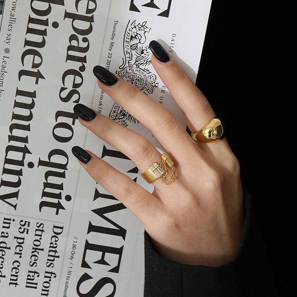 Party CZ Chain Tassels 925 Sterling Silver Adjustable Ring