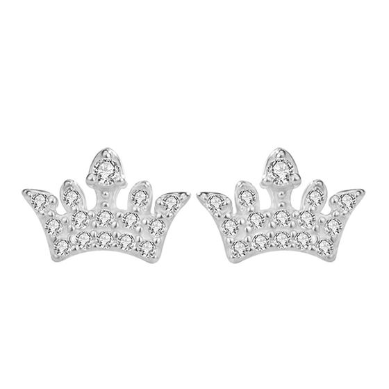 CZ Crown Queen 925 Sterling Silver Stud Earrings