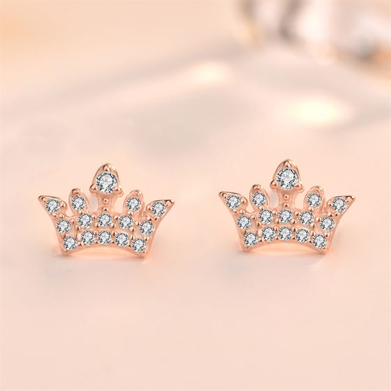 CZ Crown Queen 925 Sterling Silver Stud Earrings