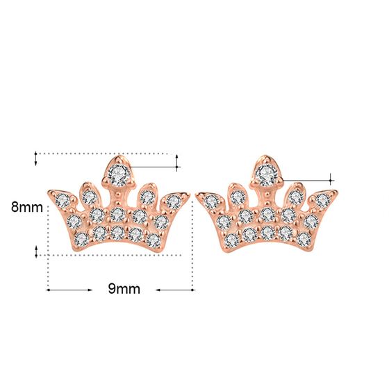 CZ Crown Queen 925 Sterling Silver Stud Earrings