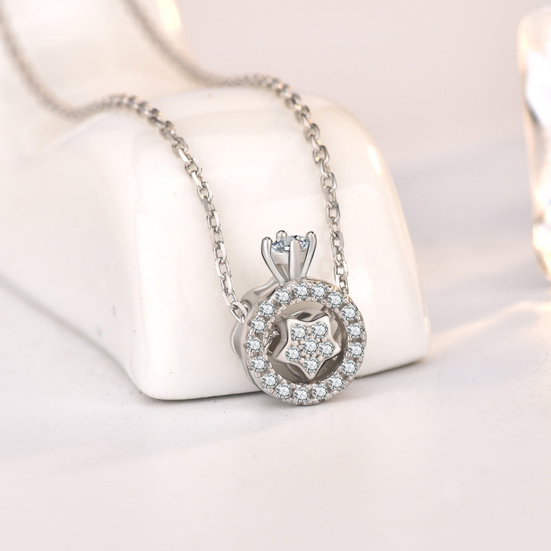 Honey CZ Circles Star 925 Sterling Silver Necklace