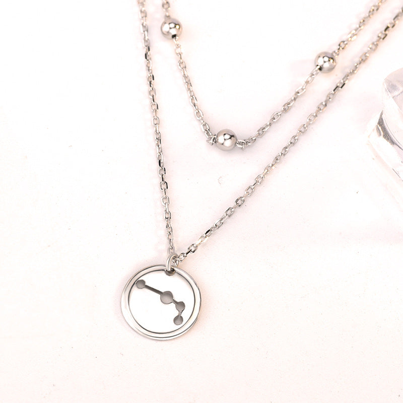 Party Double Beads Constellation Round 925 Sterling Silver Necklace