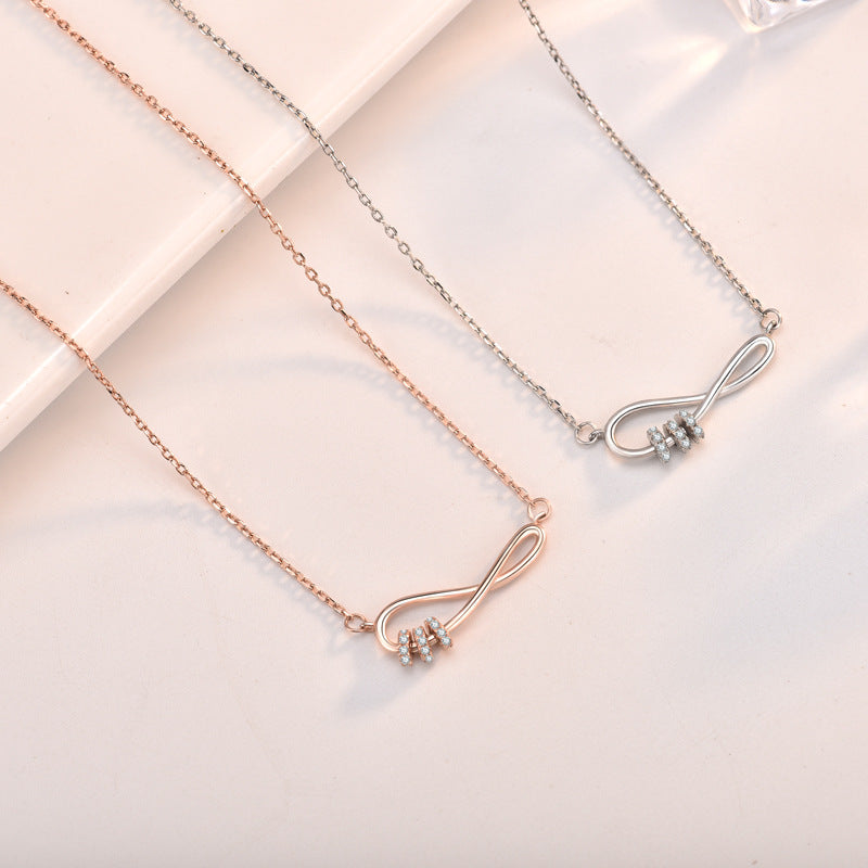 Honey Moon Infinite Love CZ Circles 925 Sterling Silver Necklace
