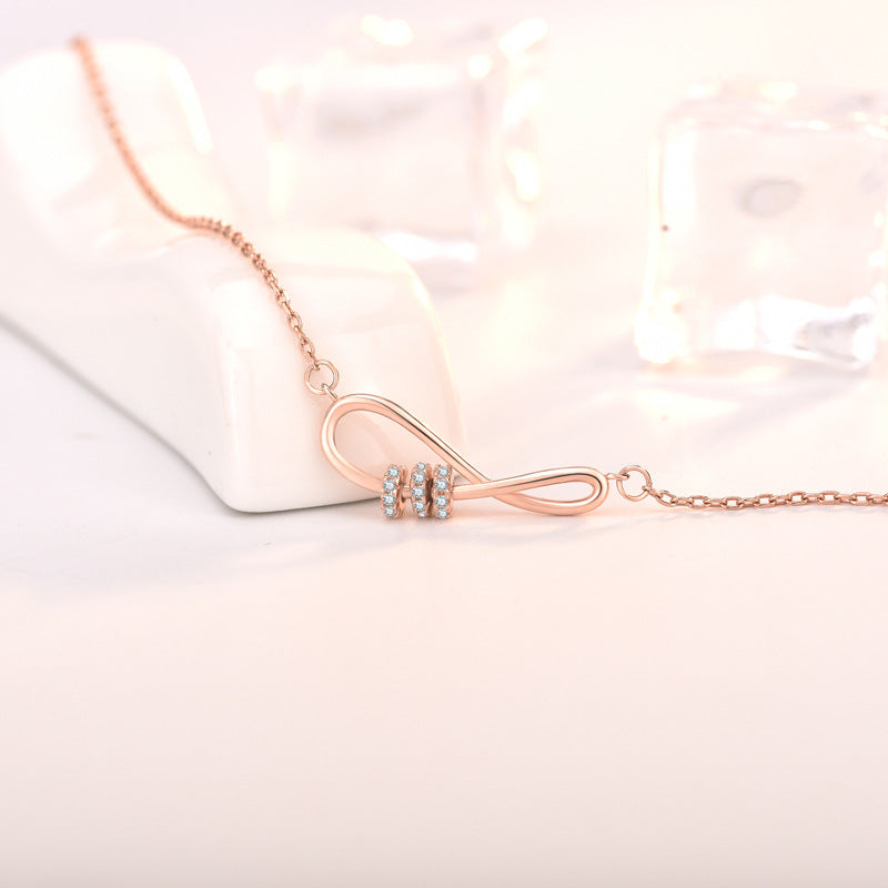 Honey Moon Infinite Love CZ Circles 925 Sterling Silver Necklace