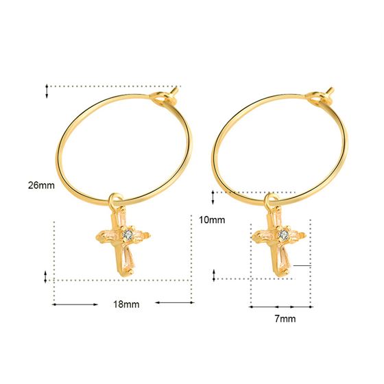 Simple Cross 925 Sterling Silver Hoop Earrings