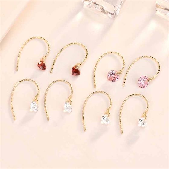 Fashion Heart CZ 925 Sterling Silver Dangling Earrings