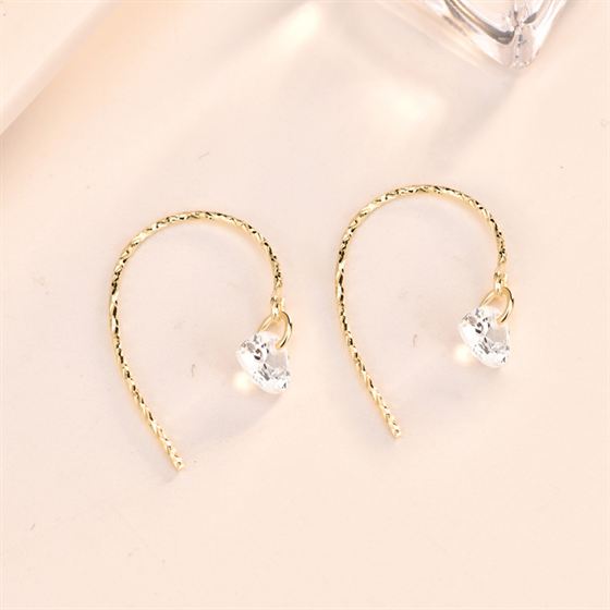 Fashion Heart CZ 925 Sterling Silver Dangling Earrings