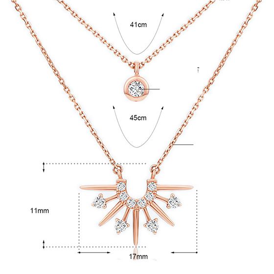 Party Double Layer CZ Sun 925 Sterling Silver Necklace