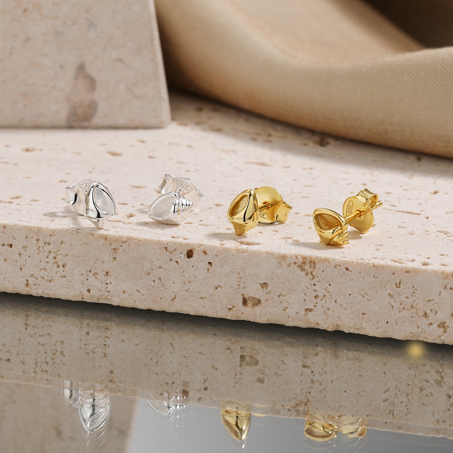 Modern CZ Fashion Tooth Shape 925 Sterling Silver Stud Earrings