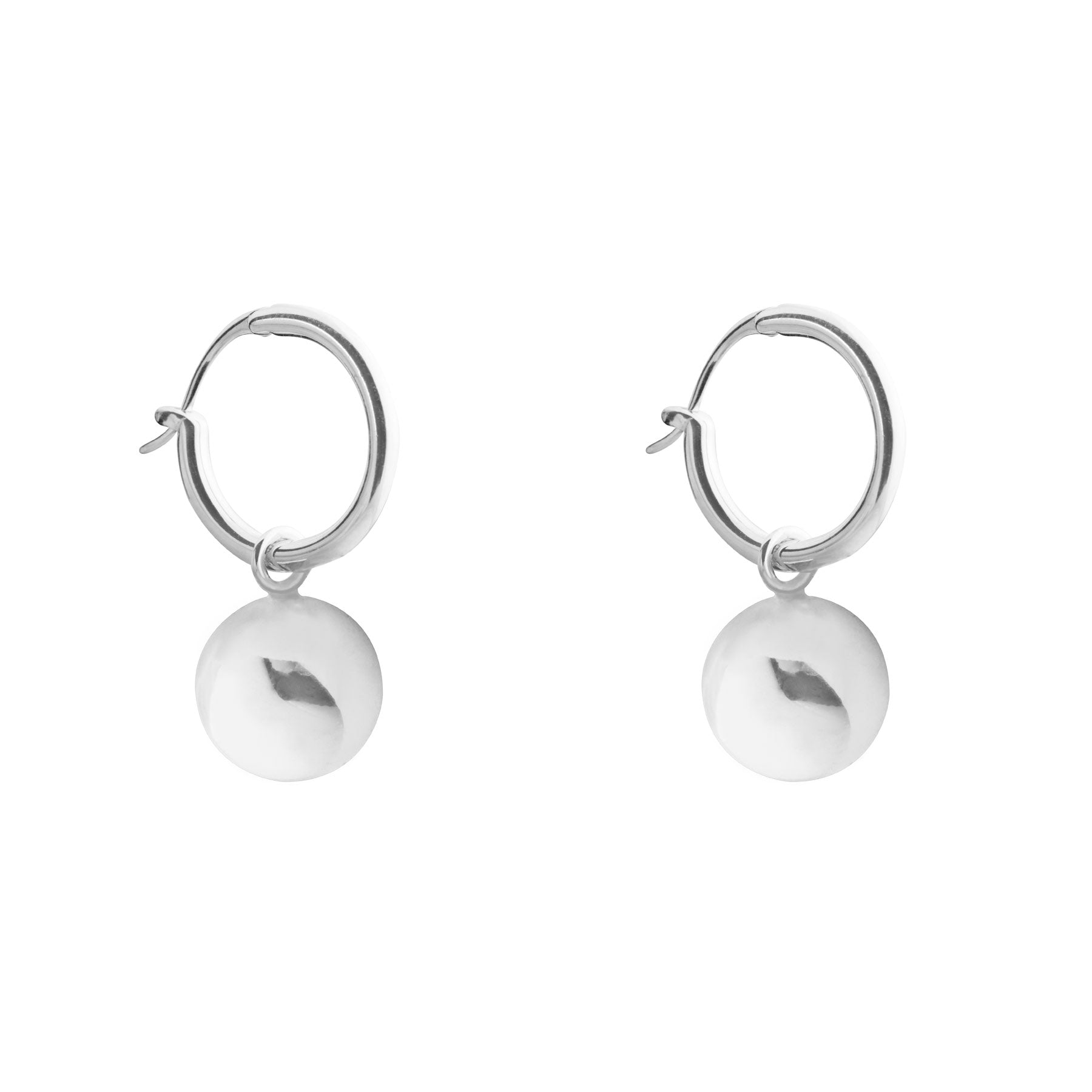 Cute Round Beads Ball 925 Sterling Silver Hoop Earrings
