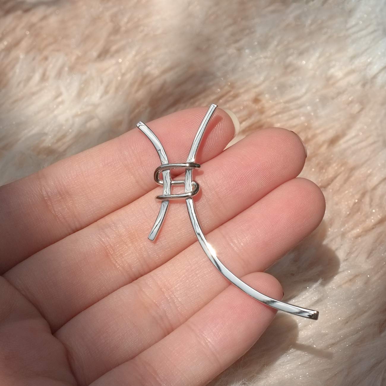 Party  Exaggerated H Letter 925 Sterling Silver Stud Earrings