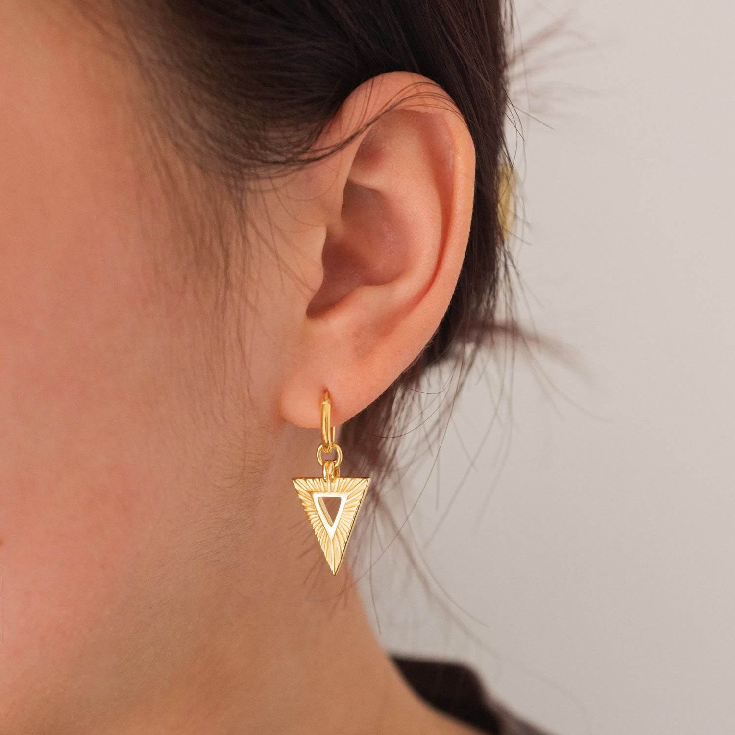 Geometry Hollow Triangle 925 Sterling Silver Hoop Earrings