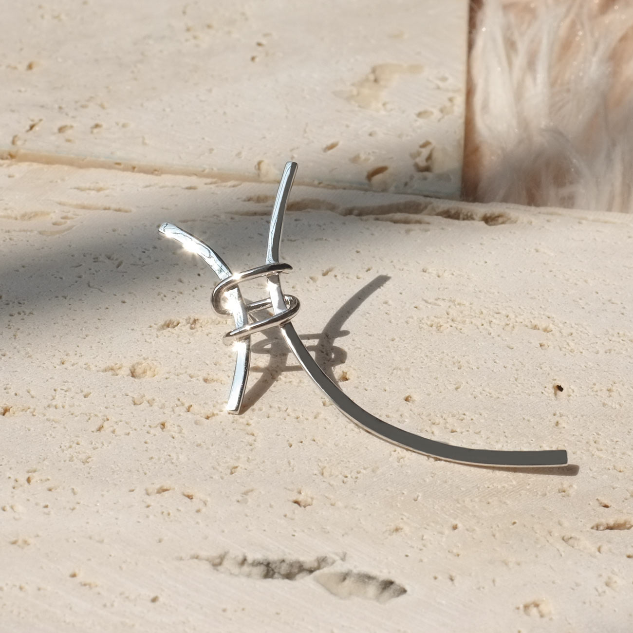 Party  Exaggerated H Letter 925 Sterling Silver Stud Earrings