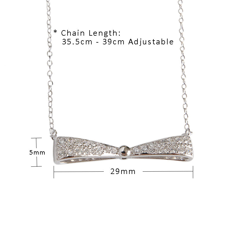 Beautiful Micro Setting CZ Bowknot 925 Sterling Necklace