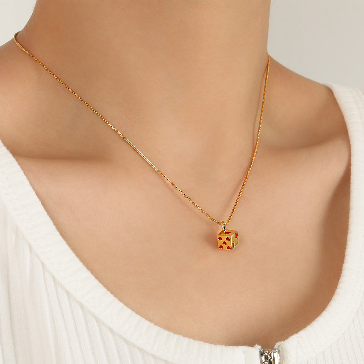 Fashion Fun Multicolor Love Cubic Dice 925 Sterling Silver Box Chain Necklace