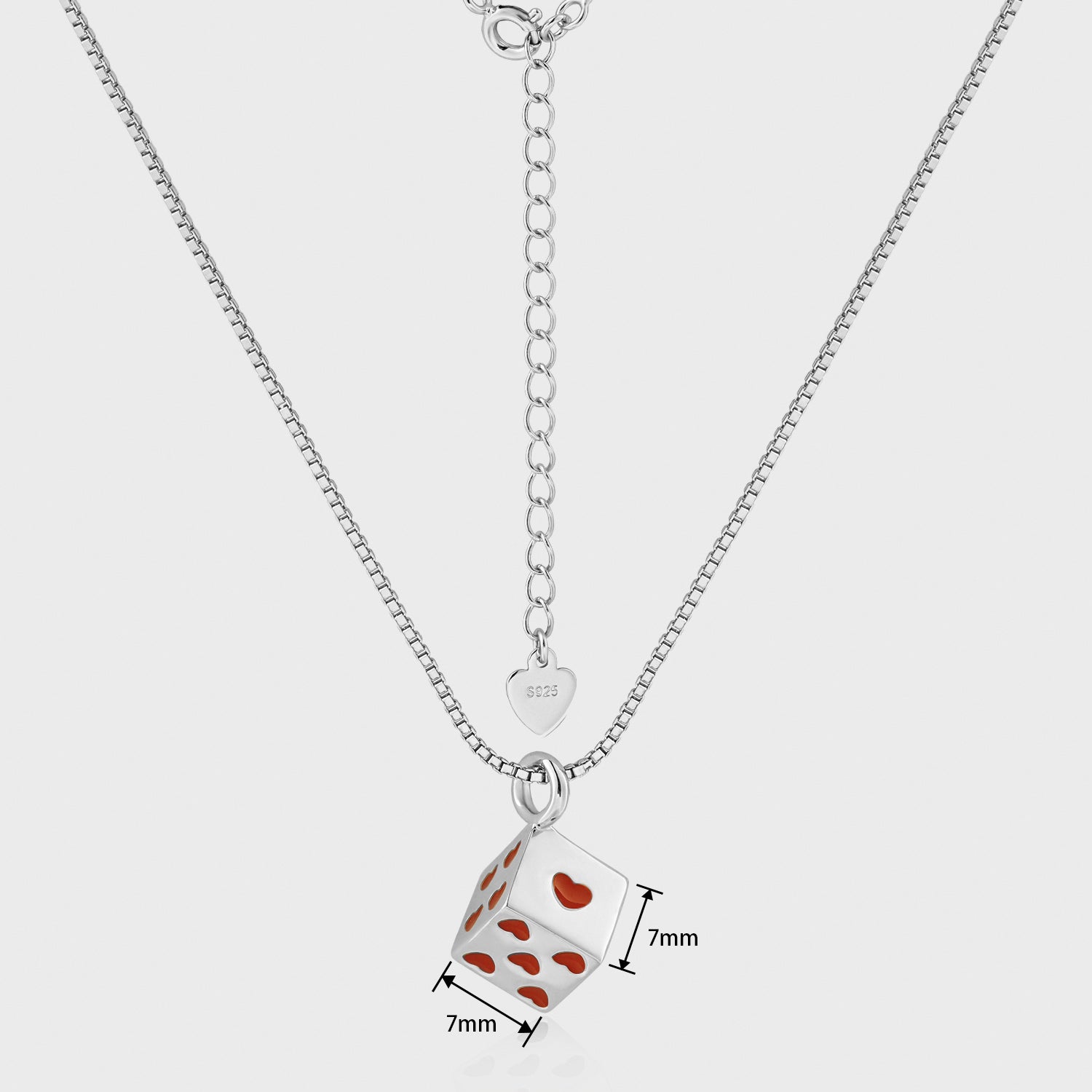 Fashion Fun Multicolor Love Cubic Dice 925 Sterling Silver Box Chain Necklace